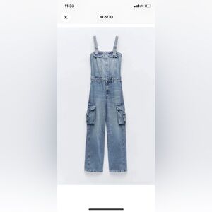 Zara denim cargo jumpsuit